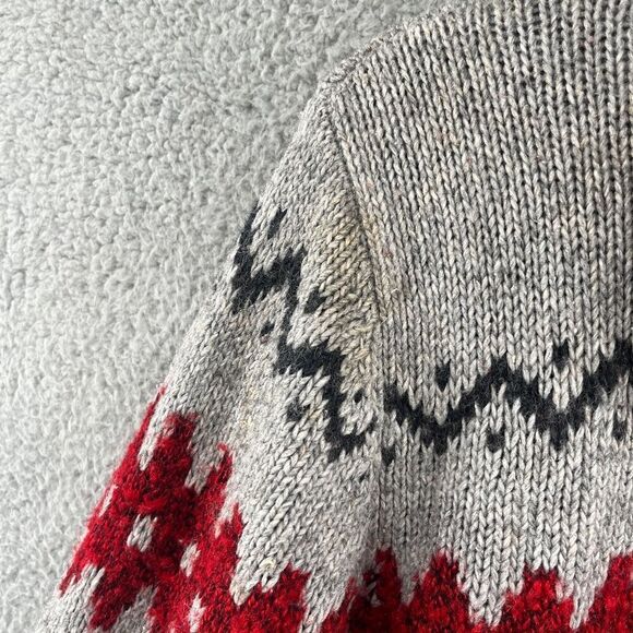 Vintage Marsh Landing Sweater Ramie Wool Knit Blend Holiday Faux Fur Collar - Picture 4 of 13